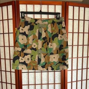 CAbi Green Camouflage Floral Skirt